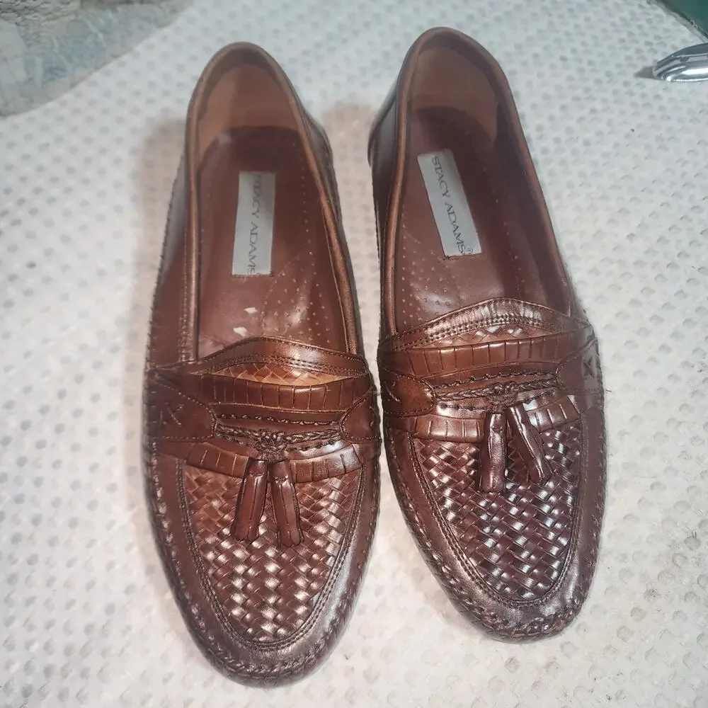 STACY ADAMS EUC MENS SZ 9.5 FLEX WING TIP TASSEL LOAFER SHOES